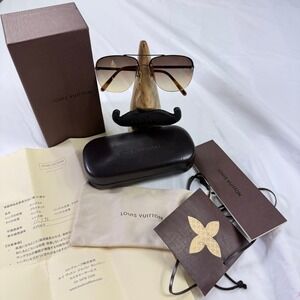 Louis Vuitton Damier Gradient Aviator Sunglasses Brown Rimless Metal Italy